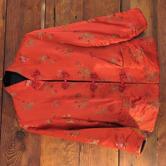 Solz Squirrel | Vintage 100% Silk Embroidered Reversible Mandarin Coat Size S - Picture 3 of 11